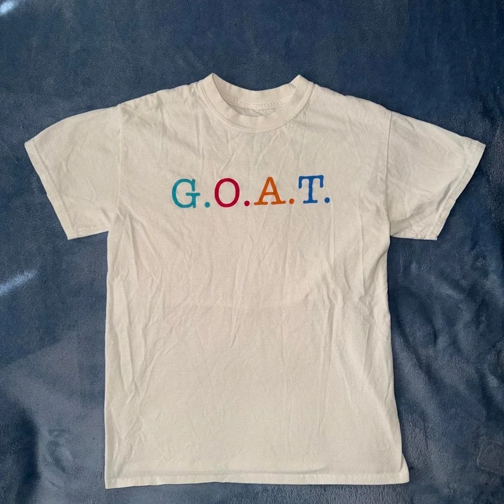 White cotton G.O.A.T. tee